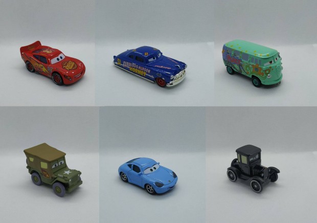 Cars Verdák Villám Mcqueen Órmester Sally Doki Fillmore Lizi kisautók