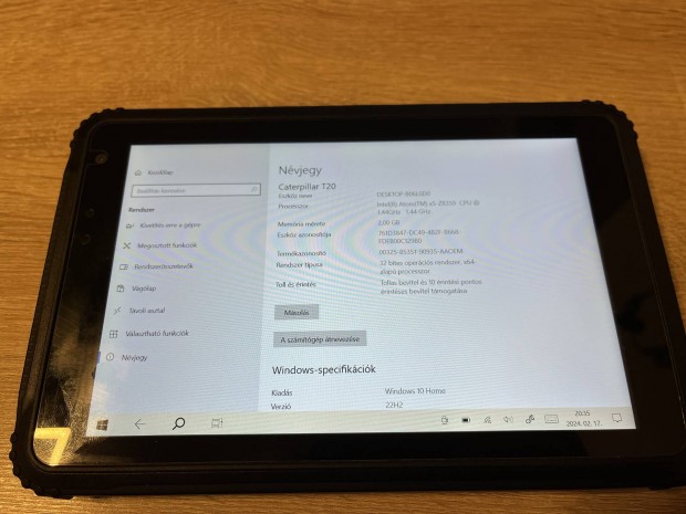 Caterpillar T20 Windows tablet, tsll