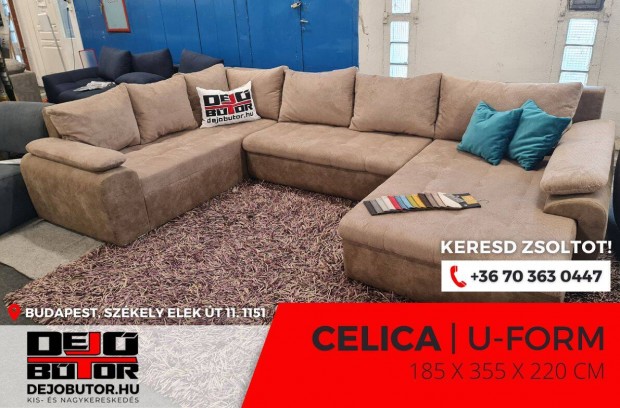 Celica sarok szivacsos kanap lgarnitra 185x355x220 cm ualak drapp