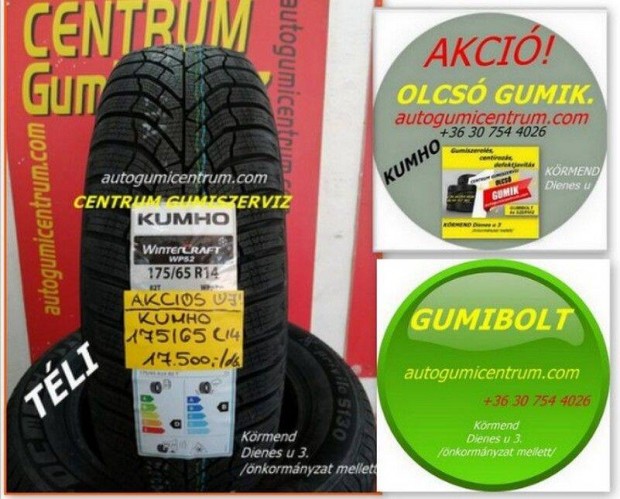 Centrum gumiszerviz -175/65r14 tli gumi jak -Kumho