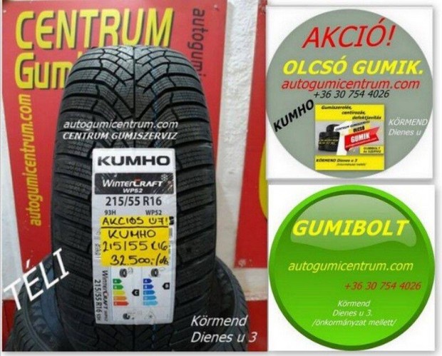 Centrum gumiszerviz -215/55r16 tli gumi jak -Kumho