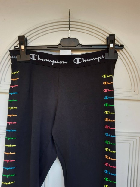 Champion S-es fekete ni pamut leggings szines felirattal