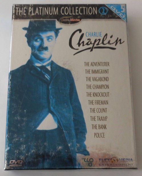Charlie Chaplin 5 DVD. Dszdobozos