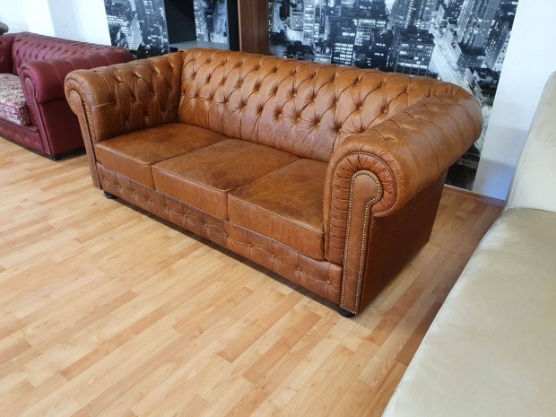 Chesterfield 3-as kanapé,új,valódi bőr