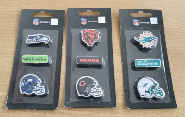 Chicgao Bears, Seattle Seahawks, Miami Dolphins 3-as kitűző készlet