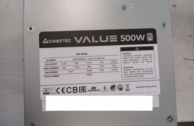Chieftec Value 500W 80 PLUS tpegysg (APB-500B8)