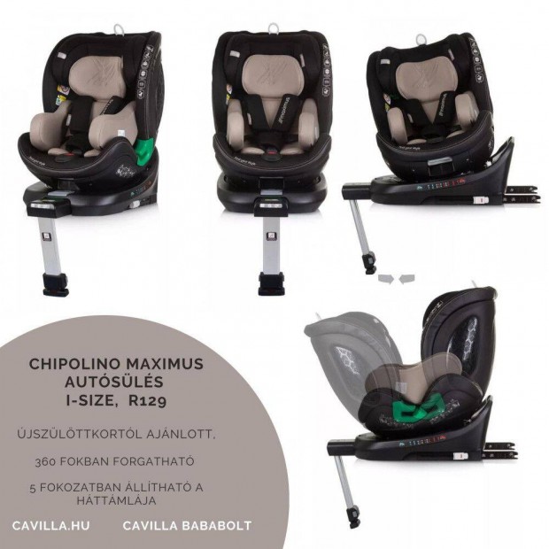 Chipolino Maximus autsls I-Size 40-150cm -macadamia, ml