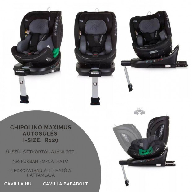 Chipolino Maximus autsls I-Size 40-150cm -obsidian