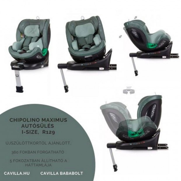 Chipolino Maximus autsls I-Size 40-150cm -pastel green