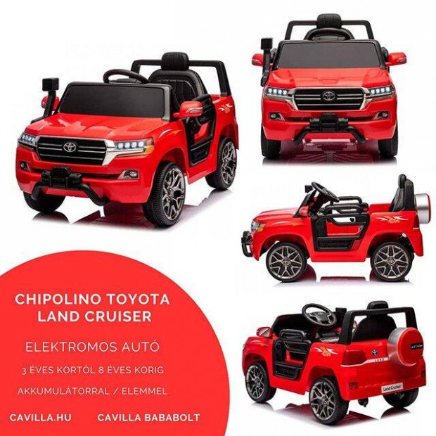 Chipolino Toyota Land Cruiser Elektromos Aut - Piros, fv