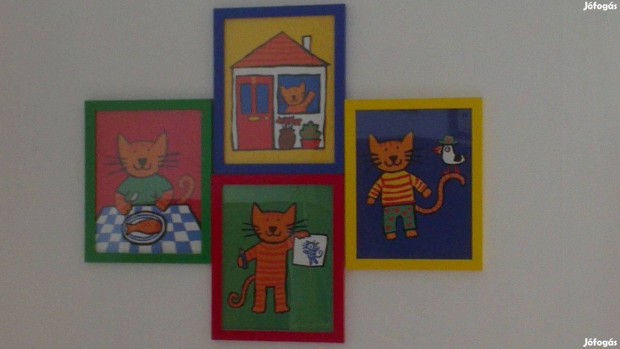 Cicás faliképek gyerekszobába, IKEA, 4 darab, újszerű