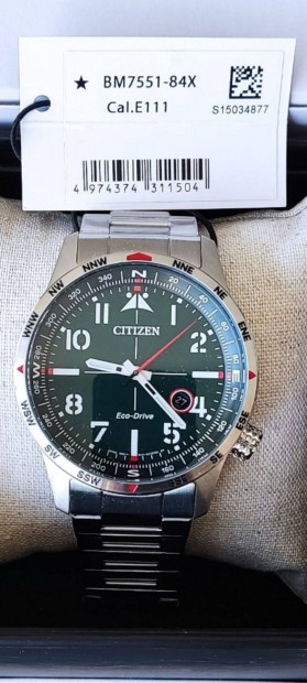 Citizen ECO Drive Aviator Style British Racing Green Szamlappal