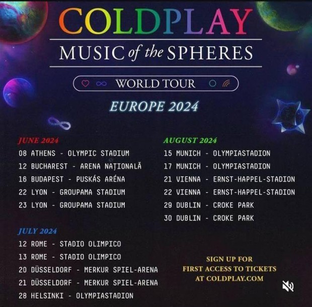Coldplay jegyek 18.06.2024