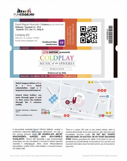 Coldplay koncertjegy