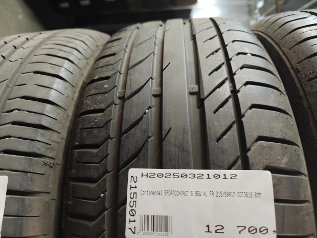 Continental SPORTCONTACT 5 95W XL FR 215/50R17 DOT3619 6MM Használt