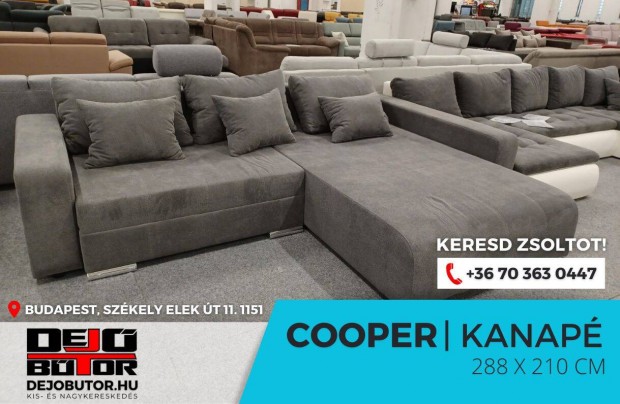 Cooper rugós bútor sarok ülőgarnitúra kanapé 288x211 cm gray ágyazható