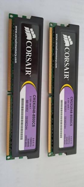 Corsair CM2X2048-8500C5 2X2GB 5-5-5-15 2.1V 1066MHZ DDR2