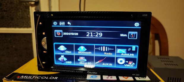 Coustic MP-265 2DIN fejegysg. DVD/GPS/USB/BLUETOOTH