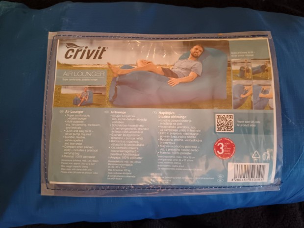 Crivit Air Lounger nfelfj pihen lg gy