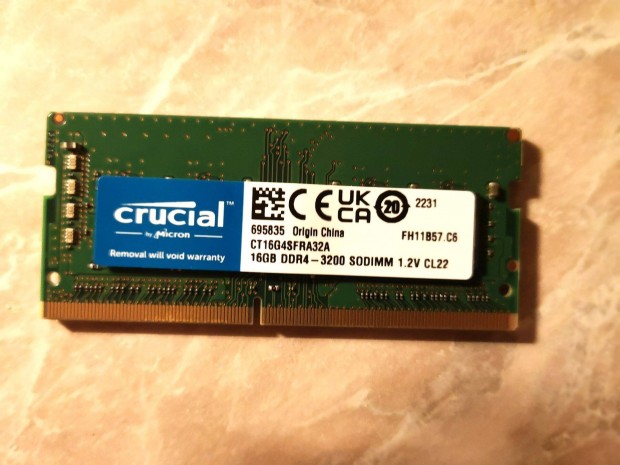 Crucial 16GB DDR4 3200MHz Sodimm laptop / notebook memória