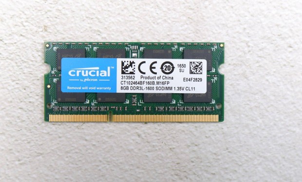 Crucial 8GB DDR3L laptop memria 1600MHz CT102464BF160B.M16FP LOW Volt