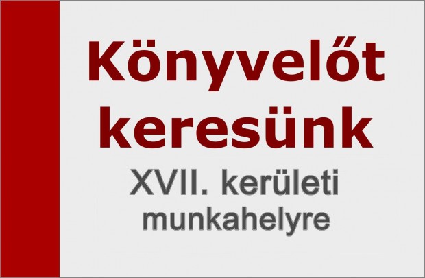 Családias hangulatú, kis létszámú irodánkba keresünk könyvelő kollegát