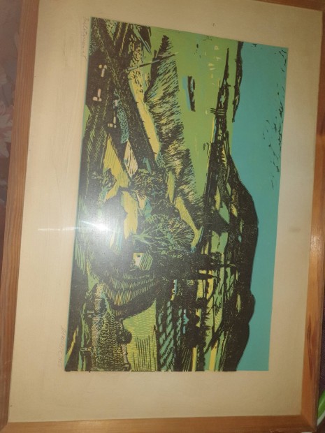 Csavek András Balatonpart című grafika.