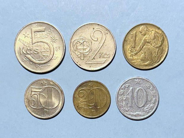 Csehszlovák érmesor 6 db korona heller egyben - Csehszlovákia