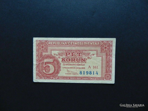 Csehszlovkia 5 korun - korona 1949