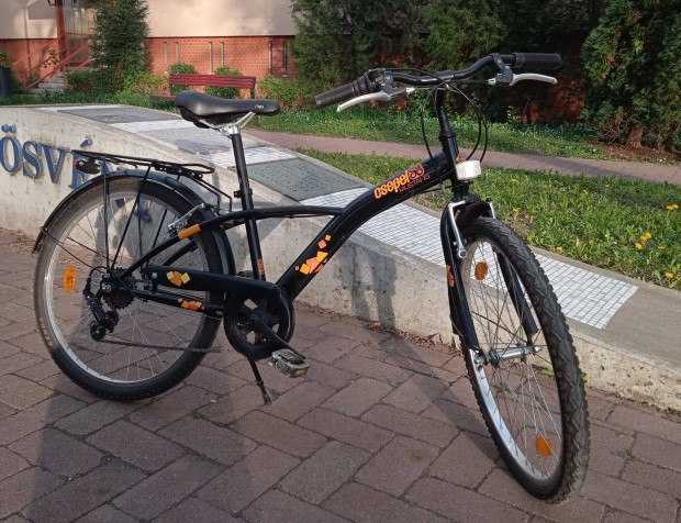Csepel Mustang 24" fiú gyermek kerékpár, 6 fokozatú váltó, fekete/nara