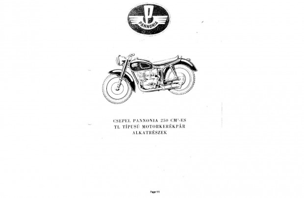 Csepel Pannonia 250 TL alkatrész katalógus ( Magyar) (17.)