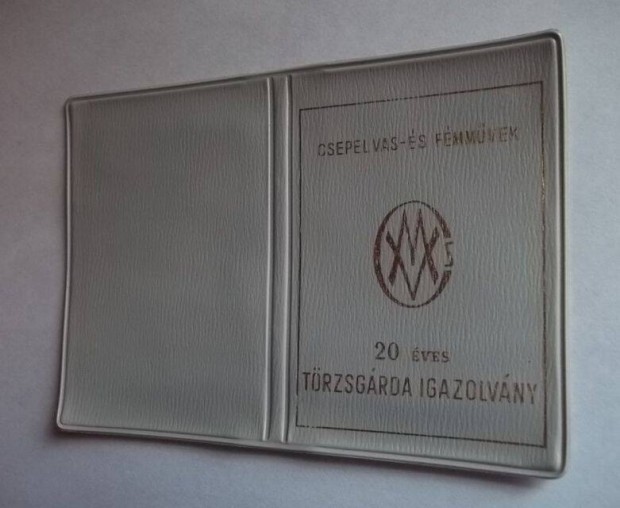 Csepel Vas - és Fémművek 20 éves Törzsgárda Igazolvány tok relikvia