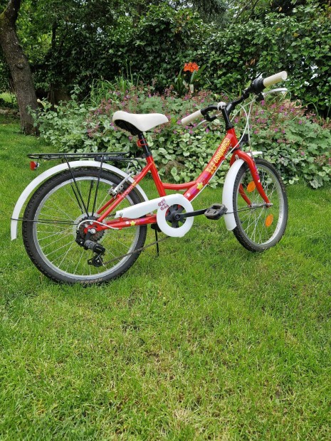 Csepel gyerek bicikli Flra 6sp- piros pillangs 20'