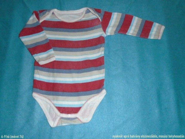 Csíkos hosszú ujjú body 6-9 hó (méret 74)