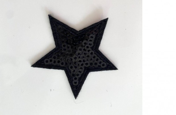 Csillag fekete flitteres rvasal ruhra vasalhat folt felvarr 42mm