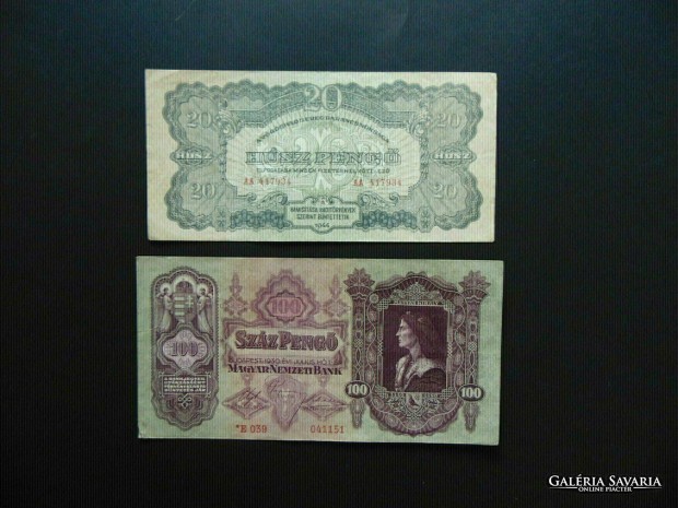 Csillagos 100 peng 1930 - VH. 20 peng 1944 LOT ! Szp