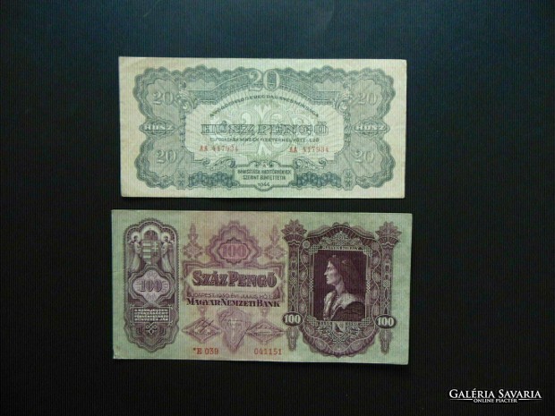 Csillagos 100 peng 1930 - VH. 20 peng 1944 egyben a kett