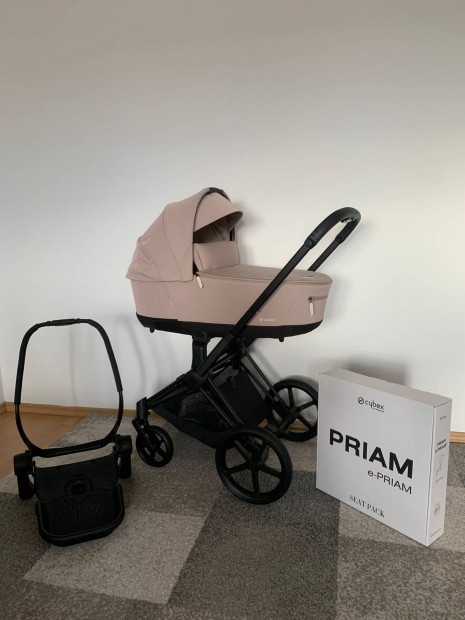 Cybex Priam 4 Cozy Beige Babakocsi szett - Matt fekete vzzal