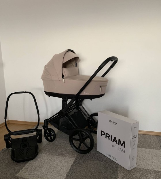 Cybex Priam 4 Cozy Beige szett - Matt fekete vzzal