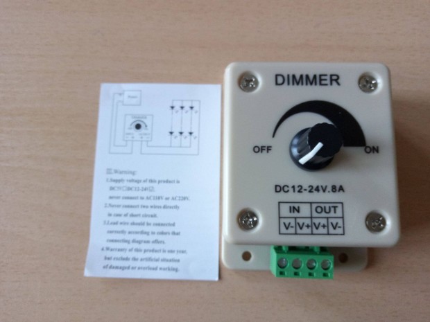 DC 12-24V 8A dimmer, led szalaghoz, napelem kiegszt