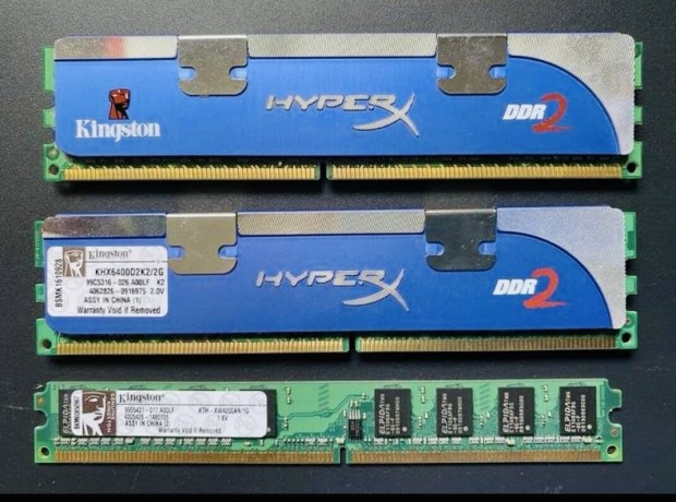 DDR 2 - 2db Kingston 2GB, 1db Kingston 1GB Memria krtya