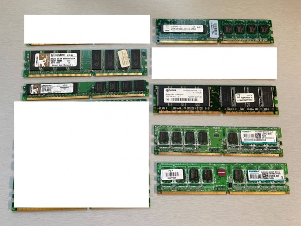 DDR s DDR2 memriamodulok (400-667-800MHz, 256MB-1GB)
