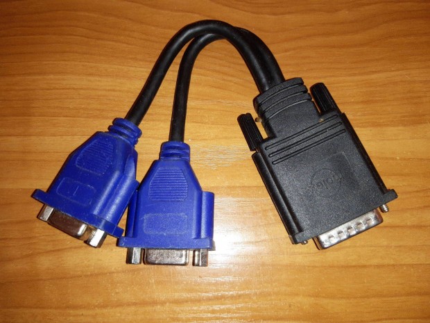 DMS-59 apa - 2 x VGA anya adapter fekete 20 cm