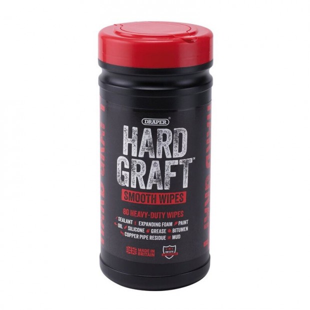 DRAPER Hard Graft többcélú sima törlőkendők (80 darabos tubus)