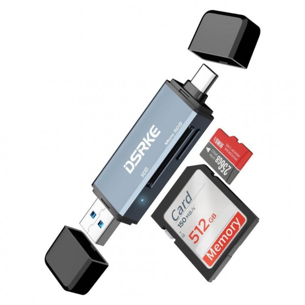 DSRKE SD Krtyaolvas USB 3.0/USB C Dual Csatlakozval Szmtgphez/