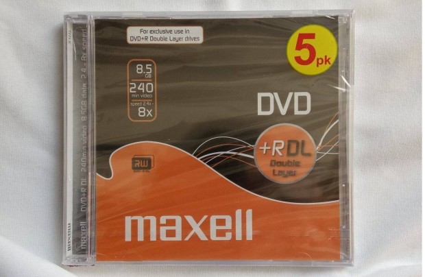DVD+R rhat dvd lemez DL 8X 8,5 GB bontatlan tokban Maxell mrka