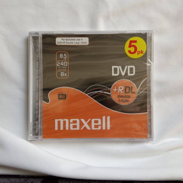 DVD+R írható dvd lemez DL 8X 8,5 GB bontatlan tokban Maxell márka