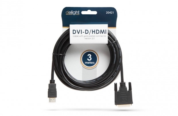 DVI-D dugó - Hdmi dugó kábel aranyozott LCD LED TV számítógép monitor