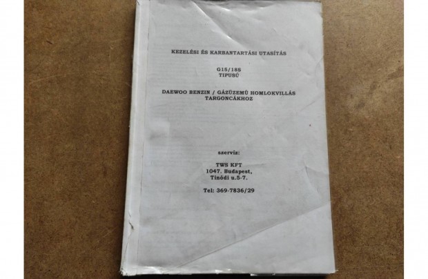 Daewoo G15/18S targonca kezel�si karbantart�si utas�t�s
