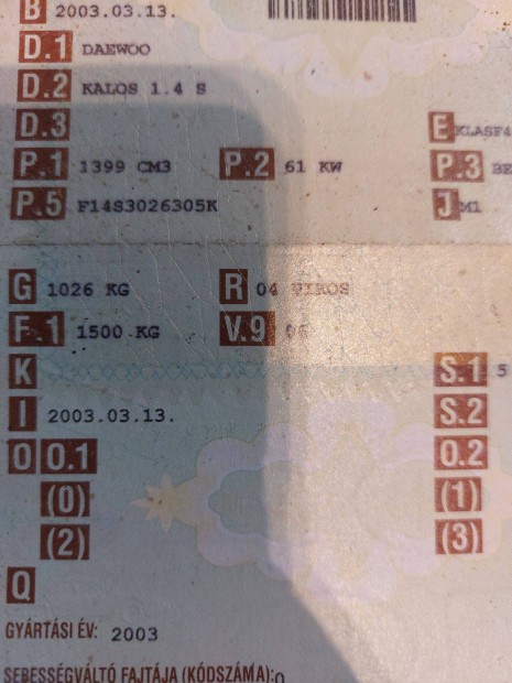 Daewoo Kalos 1.4 8V vlt F14S